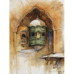 G. N. Qazi, 12 x 16 Inch, Oil on Canvas, Cityscape Painting, AC-GNQ-010